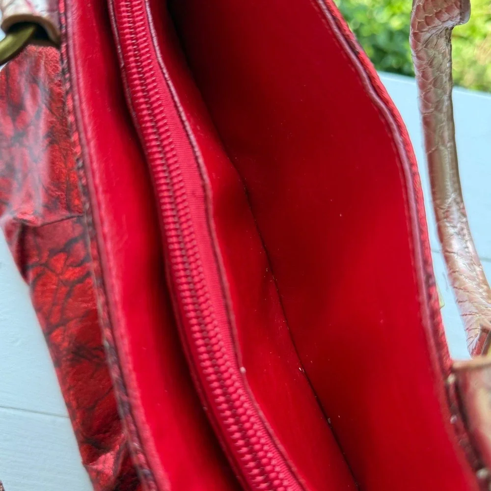 Y2K Metallic Red Rhinestone Buckle Satchel Purse McBling